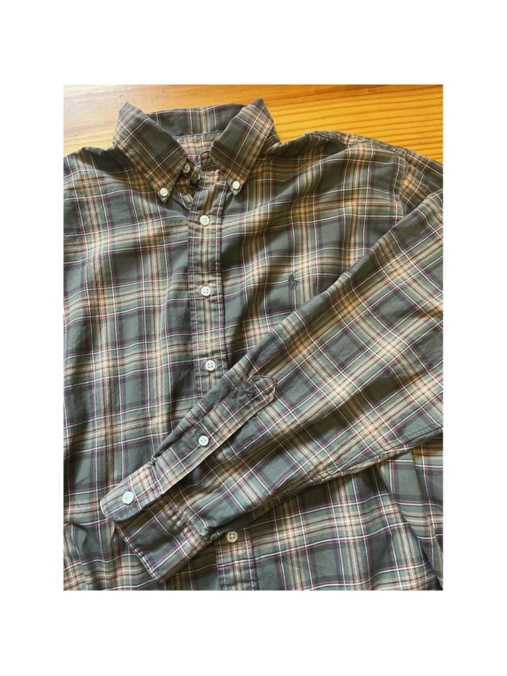 Polo Ralph Lauren Preppy Autumn Earthy Plaid Pony Button Up Long Sleeve L